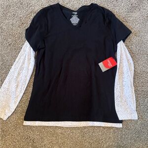 Danskin Women's Black and White Long Sleeve Top